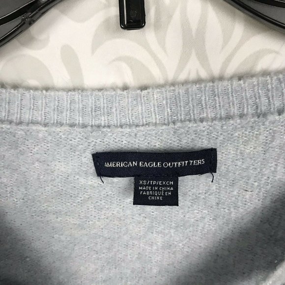 American Eagle Blue Lace Up Bell Sleeve Sweater - Picture 5 of 6